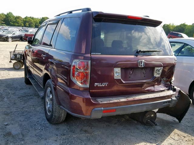 5FNYF18468B014917 - 2008 HONDA PILOT EX MAROON photo 3