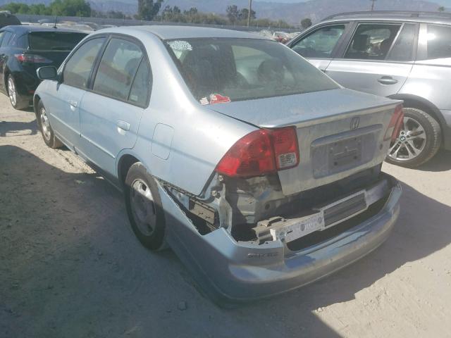 JHMES96624S003376 - 2004 HONDA CIVIC HYBR BLUE photo 3