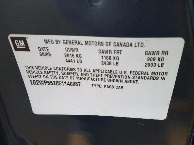 2G2WP552861140067 - 2006 PONTIAC GRAND PRIX 蓝色 照片 10