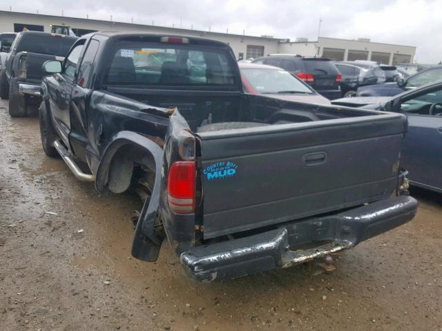 1B7GG22X91S154258 - 2001 DODGE DAKOTA BLACK photo 3