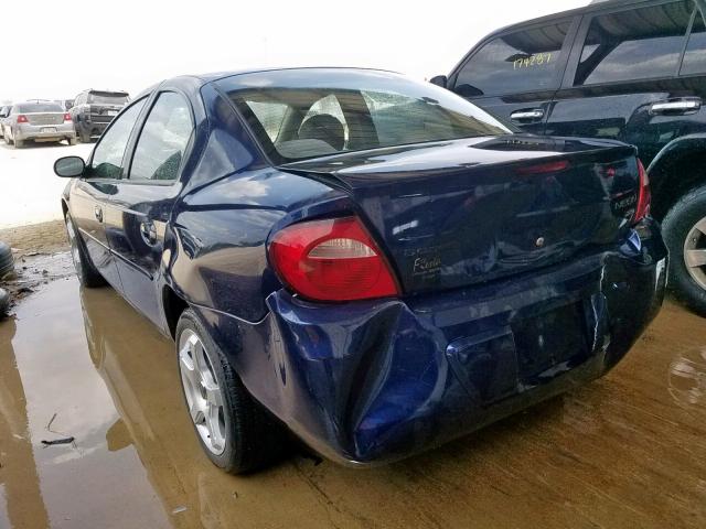 1B3ES56C85D221314 - 2005 DODGE NEON SXT BLUE photo 3