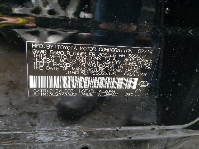 JTHCL5EF9E5022375 - 2014 LEXUS LS 460 BLACK photo 10