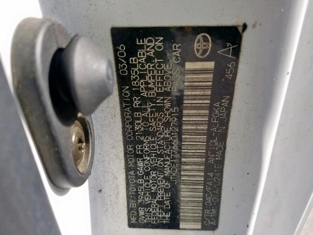 JTKDE177660127915 - 2006 TOYOTA SCION TC თეთრი ფოტო 10