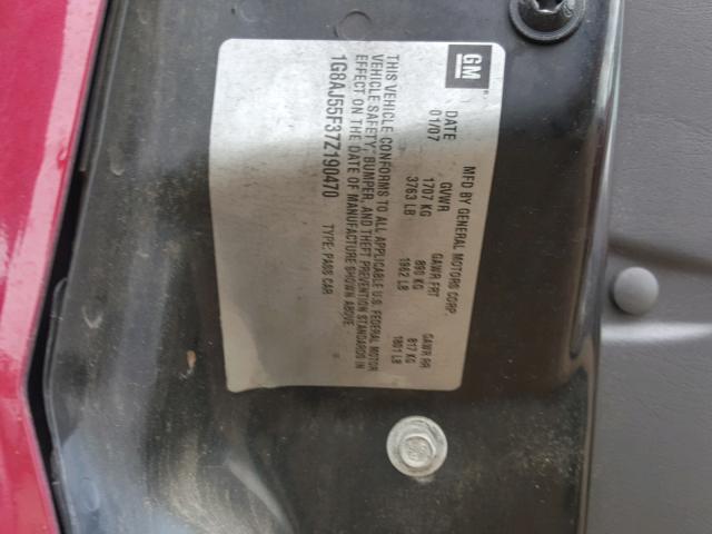 1G8AJ55F37Z190470 - 2007 SATURN ION LEVEL RED photo 10