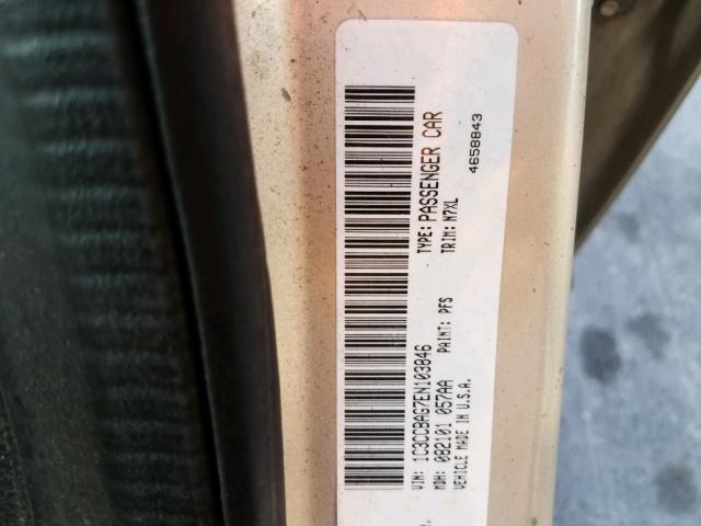 1C3CCBAG7EN103846 - 2014 CHRYSLER 200 LX GOLD photo 10