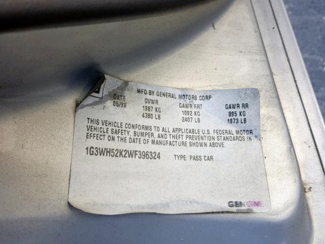 1G3WH52H6YF122115 - 2000 OLDSMOBILE INTRIGUE G GRAY photo 10