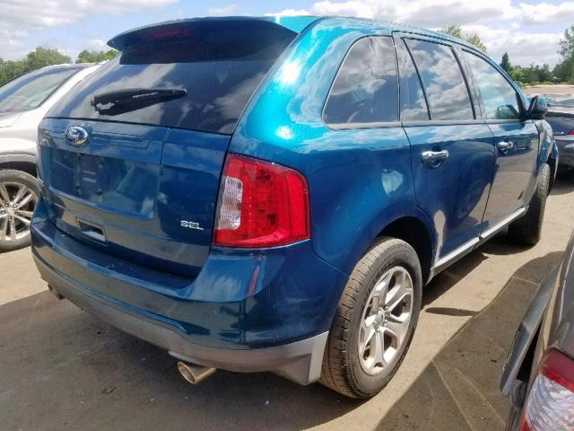 2FMDK3JCXBBB68828 - 2011 FORD EDGE SEL BLUE photo 4