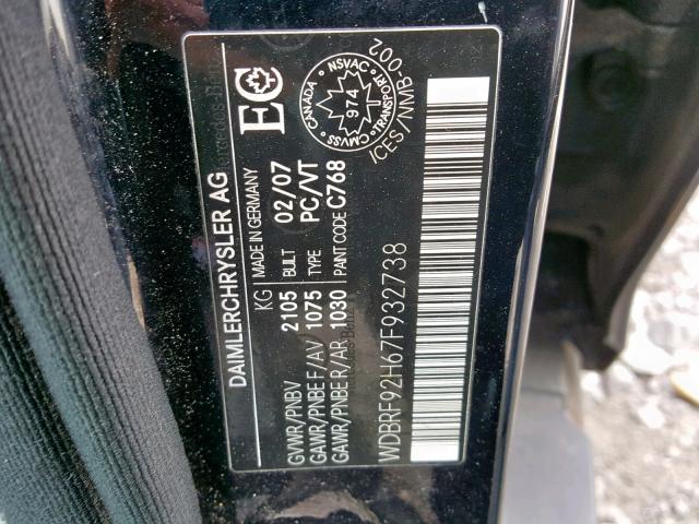 WDBRF92H67F932738 - 2007 MERCEDES-BENZ C 280 4MAT BLACK photo 10