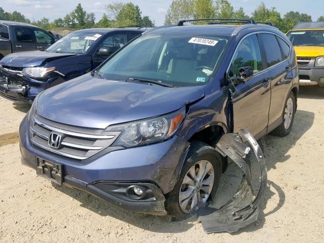 2HKRM4H76DH664820 - 2013 HONDA CR-V EXL BLUE photo 2