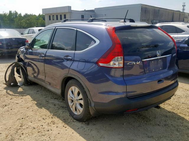 2HKRM4H76DH664820 - 2013 HONDA CR-V EXL BLUE photo 3