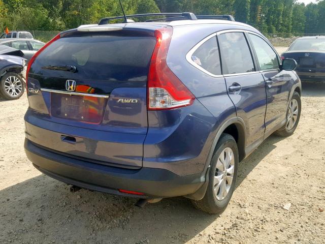 2HKRM4H76DH664820 - 2013 HONDA CR-V EXL BLUE photo 4