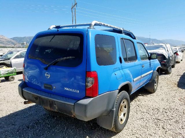 5N1ED28Y72C543861 - 2002 NISSAN XTERRA XE BLUE photo 4