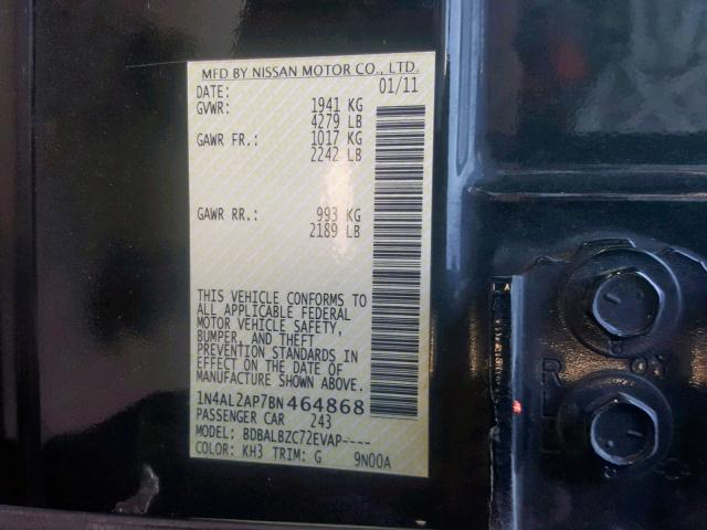 1N4AL2AP7BN464868 - 2011 NISSAN ALTIMA BAS BLACK photo 10