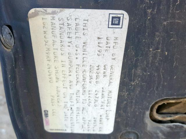 1G2WJ52M9RF240490 - 1994 PONTIAC GRAND PRIX BLUE photo 10