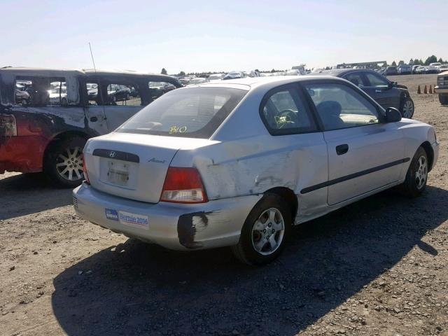 KMHCF35G92U232123 - 2002 HYUNDAI ACCENT L SILVER photo 4