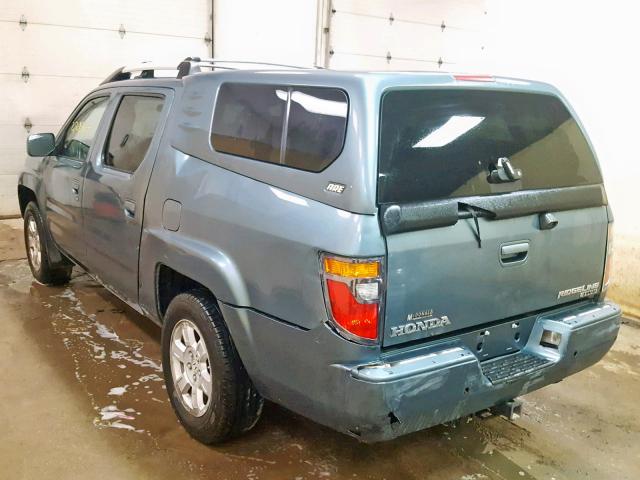 2HJYK16568H536556 - 2008 HONDA RIDGELINE BLUE photo 3