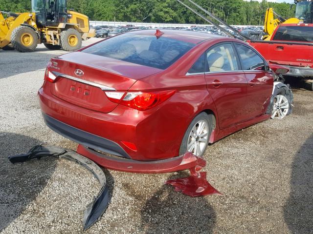 5NPEB4AC4EH947410 - 2014 HYUNDAI SONATA GLS BURGUNDY photo 4