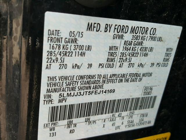 5LMJJ3JT5FEJ14169 - 2015 LINCOLN NAVIGATOR 黑色 照片 10