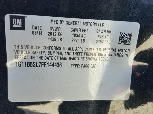 1G11B5SL7FF144436 - 2015 CHEVROLET MALIBU LS 黑色 照片 10