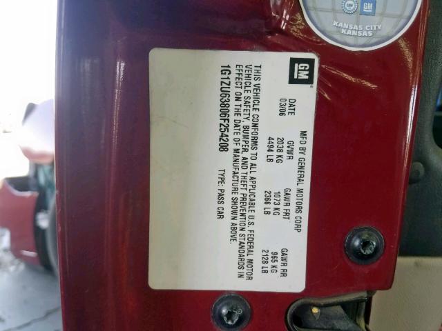 1G1ZU63806F254208 - 2006 CHEVROLET MALIBU MAX 栗色 照片 10