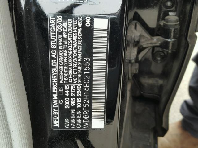 WDBRF52H16E021553 - 2006 MERCEDES-BENZ C GENERATI BLACK photo 10