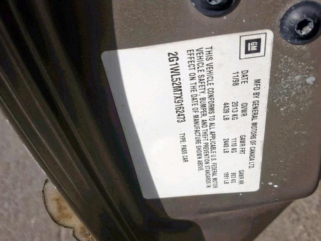 2G1WL52M7X9162473 - 1999 CHEVROLET LUMINA BAS 棕色 照片 10