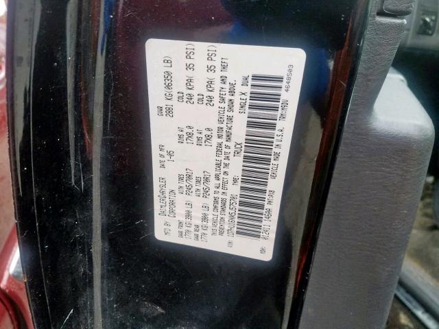 1D7HU16NX5J575701 - 2005 DODGE RAM 1500 S BLACK photo 10