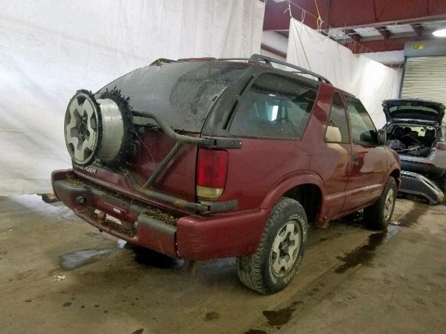 1GNCT18W02K162941 - 2002 CHEVROLET BLAZER RED photo 4