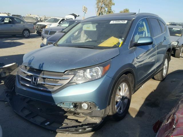 2HKRM3H73EH558322 - 2014 HONDA CR-V EXL TURQUOISE photo 2