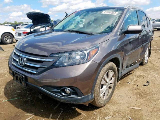 2HKRM4H77EH664911 - 2014 HONDA CR-V EXL GRAY photo 2