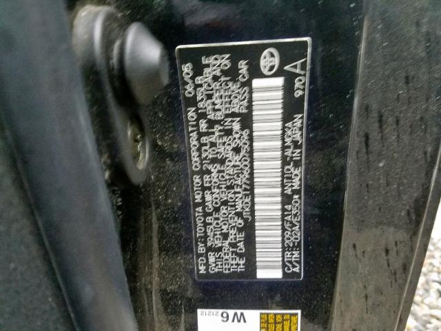 JTKDE177960075096 - 2006 TOYOTA SCION TC შავი ფოტო 10