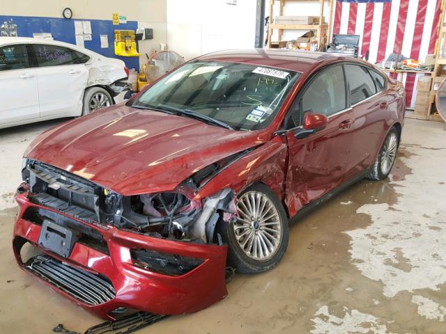 3FA6P0G78DR183765 - 2013 FORD FUSION S RED photo 2