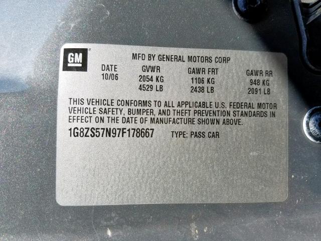 1G8ZS57N97F178667 - 2007 SATURN AURA XE GRAY photo 10