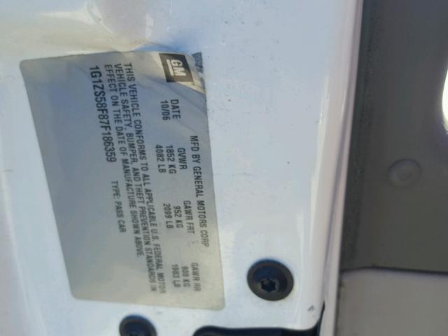 1G1ZS58F87F186359 - 2007 CHEVROLET MALIBU LS თეთრი ფოტო 10