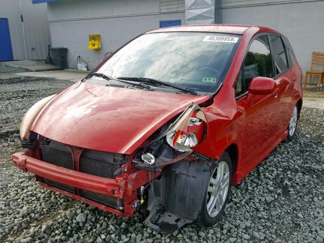 JHMGD38657S002417 - 2007 HONDA FIT S RED photo 2