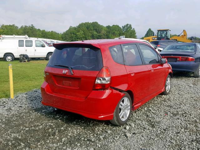 JHMGD38657S002417 - 2007 HONDA FIT S RED photo 4