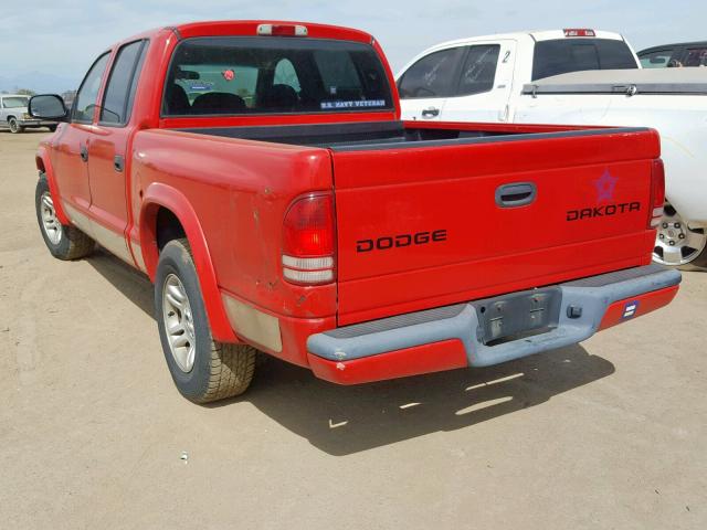 1D7HL38K94S516360 - 2004 DODGE DAKOTA QUA RED photo 3