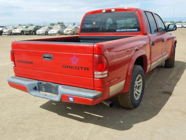 1D7HL38K94S516360 - 2004 DODGE DAKOTA QUA RED photo 4