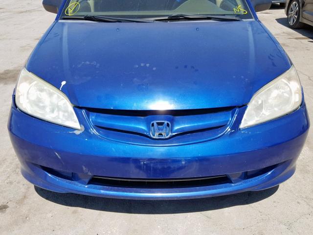 1HGES16345L005894 - 2005 HONDA CIVIC DX V BLUE photo 9