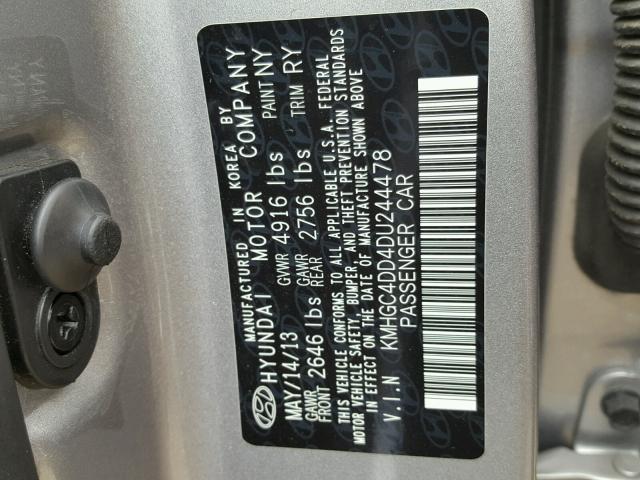 KMHGC4DD4DU244478 - 2013 HYUNDAI GENESIS 3. SILVER photo 10