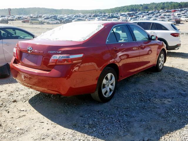 4T1BE46K18U261812 - 2008 TOYOTA CAMRY CE RED photo 4