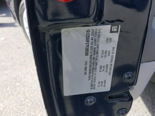 1G1ZS58F27F288398 - 2007 CHEVROLET MALIBU LS 蓝色 照片 10