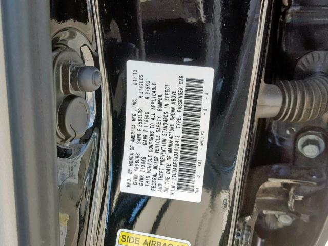 19UUA8F5XDA008415 - 2013 ACURA TL TECH BLACK photo 10