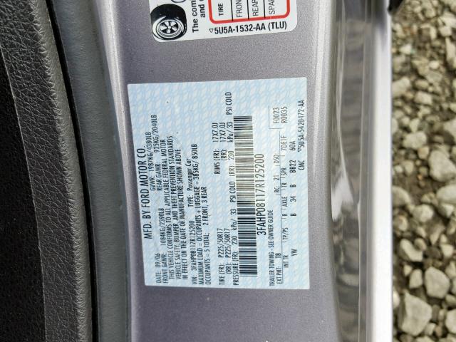 3FAHP08117R125200 - 2007 FORD FUSION SEL CHARCOAL photo 10