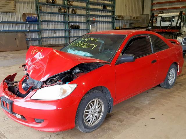 1HGEM21215L812114 - 2005 HONDA CIVIC DX RED photo 2