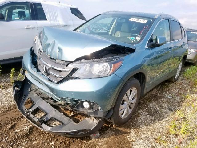 2HKRM4H76EH603081 - 2014 HONDA CR-V EXL BLUE photo 2