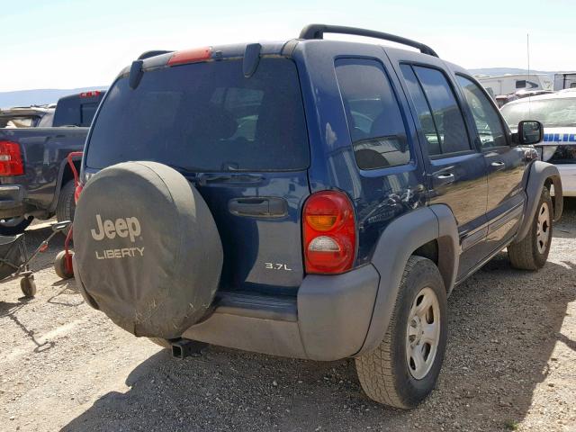 1J4GL48K23W700715 - 2003 JEEP LIBERTY SP BLUE photo 4