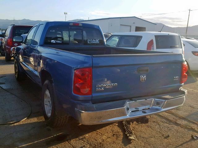 1D7HW42N05S155487 - 2005 DODGE DAKOTA SLT BLUE photo 3