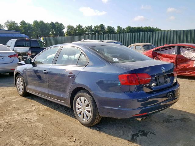 3VW2K7AJ7CM309658 - 2012 VOLKSWAGEN JETTA BASE BLUE photo 3