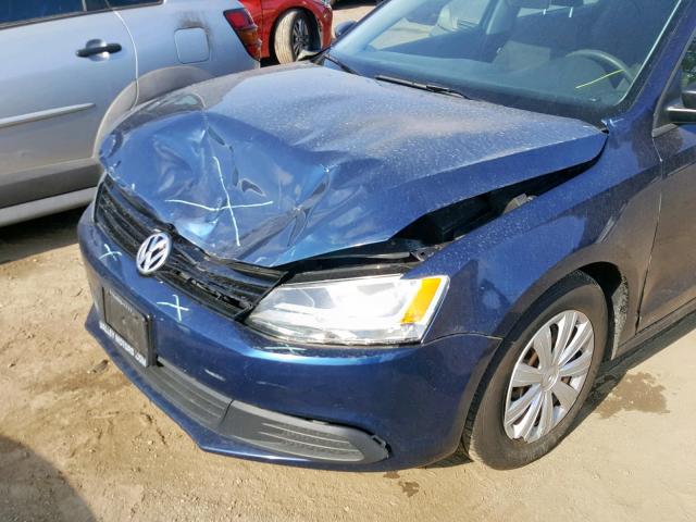 3VW2K7AJ7CM309658 - 2012 VOLKSWAGEN JETTA BASE BLUE photo 9